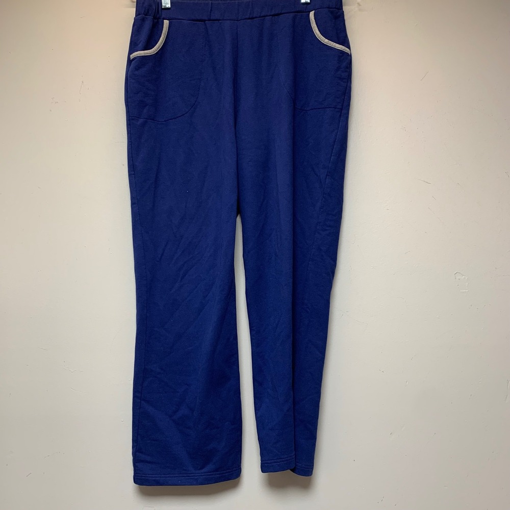Quacker Factory Sweatpants Womens Medium Blue Excellent Straight Leg Cotton‎